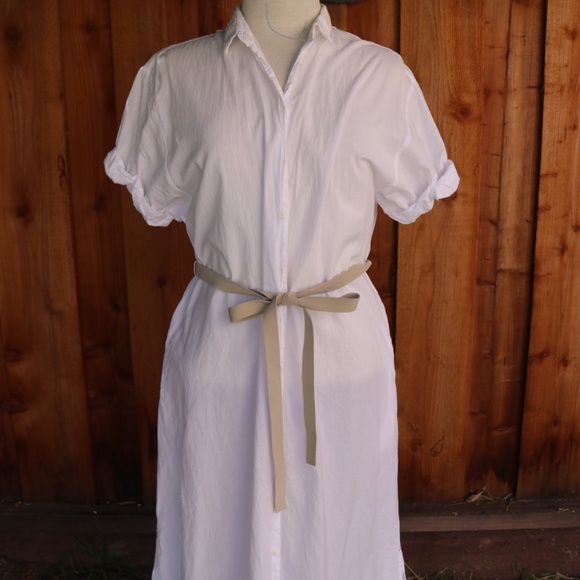 Xírena Linnet Belted 100% Cotton Maxi Shirtdress In White - Picture 5 of 16
